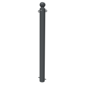Ornamental bollard | steel tube � 89 mm | with globe head | stationary, for casting in concretewith ground anchor, total length approx. 1300 mm | with 2 eyelets